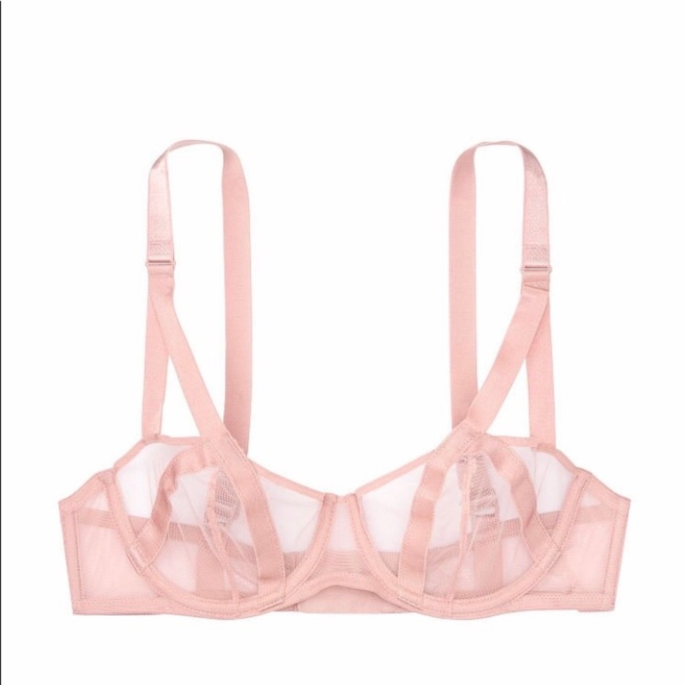 VERY SEXY Unlined Mesh Balconette Bra in rose.